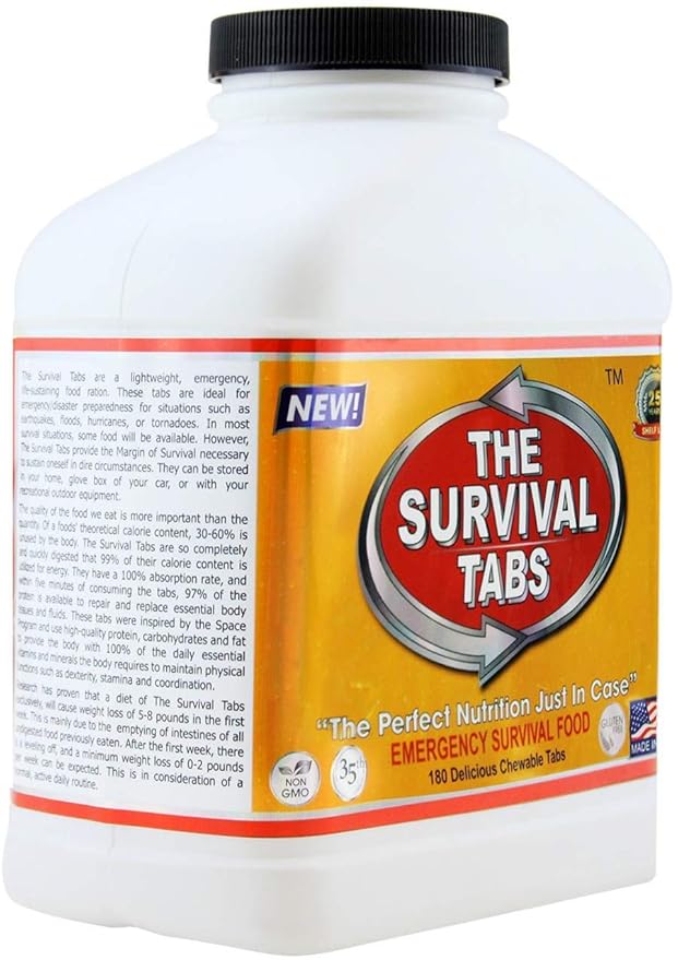 360 tabs Survival Tabs 30-day Emergency Survival MREs Meals Ready-to-eat Bugout for Travel Camping Boating Biking Hunting Activities Gluten Free and Non-GMO 25 Years Shelf Life - Vanilla Malt Flavor