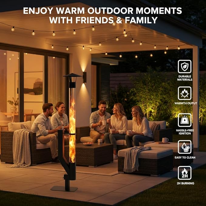 yoyomax Pellet Patio Heater, Outdoor Pellet Heater, Portable Wood Pellet Fire Pit with Ash Tray Patio Rocket Stove for Backyard Camping Garden Balcony, PH03