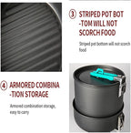 Outdoor Camping Tableware Set Backpacking Picnic 2 Pot 1 Frypan 1 Kettle Alumina Cookware Folding Cooking Set