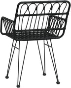 Patio Chairs 2 pcs with Armrest Black ,Coffee Chair,Study Chair,Armchair,Garden Chairs,Outdoor Chairs,Camping Chair,Beach Chair,for Deck, poolside,Camping,Beach,Campsite,22"x25.2"x31.5" PE Rattan