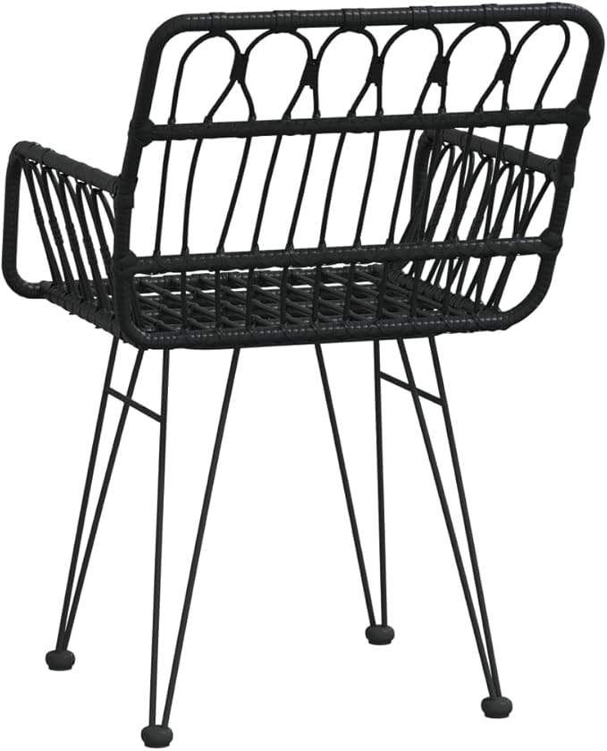 Patio Chairs 2 pcs with Armrest Black ,Coffee Chair,Study Chair,Armchair,Garden Chairs,Outdoor Chairs,Camping Chair,Beach Chair,for Deck, poolside,Camping,Beach,Campsite,22"x25.2"x31.5" PE Rattan