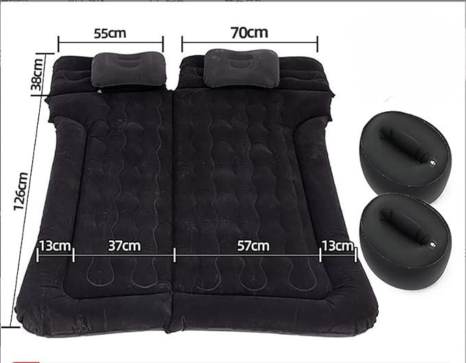 Car Air Mattress for Honda HRV 2023-2024, Trunk Rear Seat Inflatable Thickened Flocking Travel Camping Bed, Air Pump 2 Pillows,Black