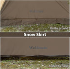 Hot Tent with Stove Jack and Snow Skirt, 6.89~8.53ft Standing Room, 2~5 Person, Tipi Tent for Family Hiking, Fishing, Hunting, Backpacking Camping