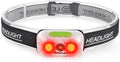 500 Lumen Rechargeable Headlamp, 5 Modes with Red Light Head Lamp, IP54 Water-Resistant Adjustable Strap Head Light for Adult Running, Camping, Cycling-White