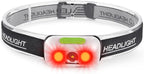 500 Lumen Rechargeable Headlamp, 5 Modes with Red Light Head Lamp, IP54 Water-Resistant Adjustable Strap Head Light for Adult Running, Camping, Cycling-White