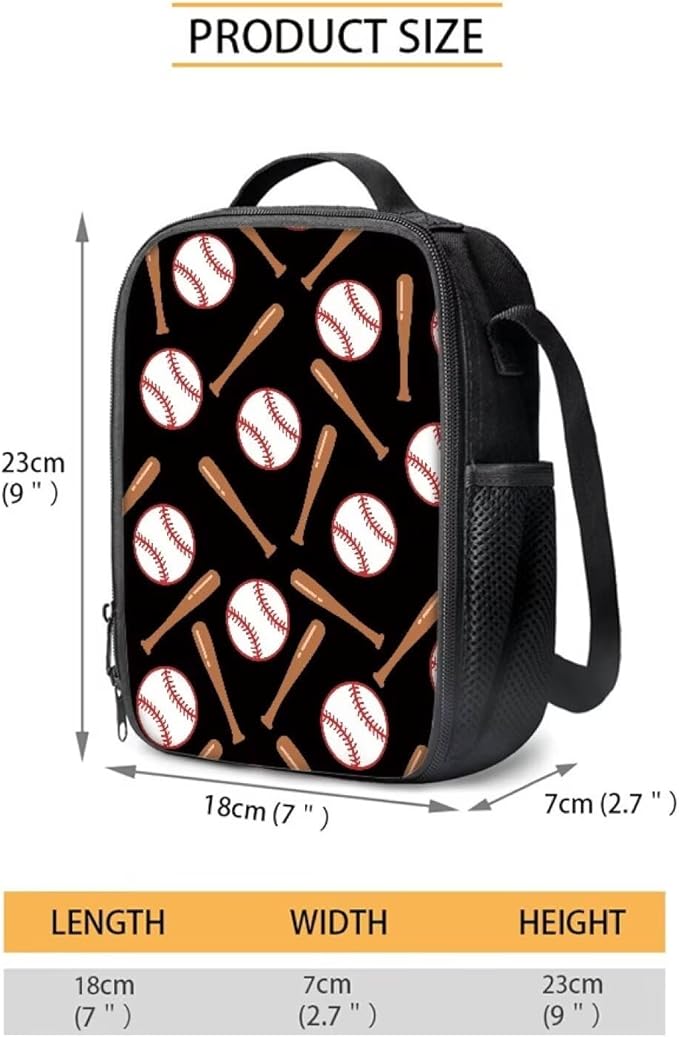 Baseball Bookbag with Insulated Lunchbox Pencil Holder Set,4 in 1 Flame Baseball Children Backpack for Kindergarten Elementary Middle 17 Inch Daypack for Camping Travel
