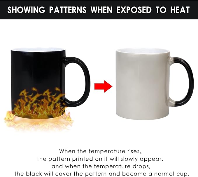 11oz Color Changing Mugs Sublimation Ceramic Coffee Mugs Set of 6 Pcs Mugs Porcelain Espresso CupsMagic Mugs DIY for Coffee Soup Tea Milk Latte Hot Cocoa etc