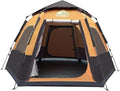Hewolf 2/3/4 Person Camping Tent - Instant Pop Up Waterproof 2 Doors Tent with Easy Setup | 3-Season Hexagonal Dome Design for Family, Hiking & Traveling