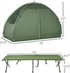 Camping Tent Cot, 4-in-1 Folding Tent Cot Combo with Mattress, Pillow, Sleeping Bag, Roller Carrying Bag, Off Ground Travel Camp Cot for Hiking, Backpacking, Picnic