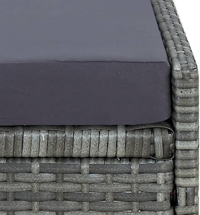 Beach Chair Camping Chairs Patio Furniture Outdoor Chairs Sunbed with Cushion Poly Rattan Gray for Patio, Poolside