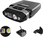 SUNREI 1800 mAh Rechargeable 300 Lumen LED Headlamp with Motion Sensor, 5 Light Modes, 120° Rotatable Clip-On Hat Light with Headband, Type-C Port, Ideal for Running, Camping, Hiking, and Work