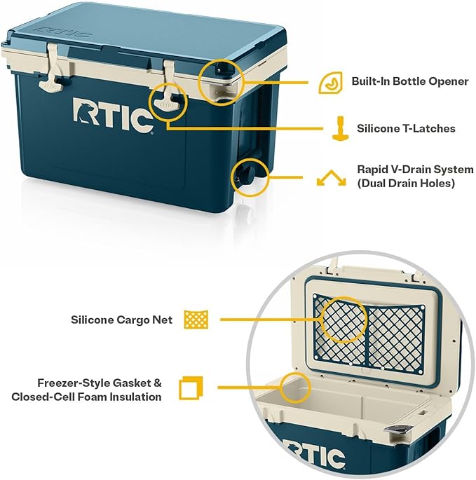 RTIC Ultra-Light 32 Quart Hard Cooler Insulated Portable Ice Chest Box for Drink, Beverage, Beach, Camping, Picnic, Fishing, Boat, Barbecue, 30% Lighter Than Rotomolded Coolers