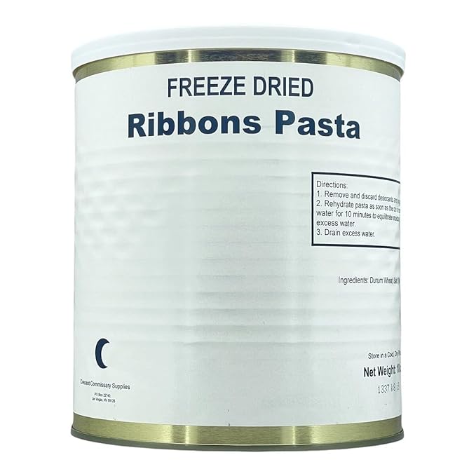 Military Surplus Freeze-Dried Ribbon Pasta 18 Oz – Fully Cooked | 25+ Year Shelf Life | Breakfast Meal, Ready-to-Eat Survival Food for Emergency, Camping, Hiking, Bug-Out Bags | Long-Term Storage