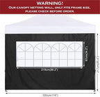 COOSHADE Instant Canopy SunWall 10x10 Canopy SideWall for Pop up Canopy Tent, 1 Pack Sidewall with Church Window Only, Black