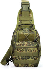 Viriber Tactical Backpack, Waterproof Military Cross-body Molle Sling Shoulder Backpack Chest Bag for Outdoor Every Day Carry Khaki Green ACU