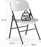 60 Pack Folding Chair, 800 Weight Limit Heavy Duty Plastic Folding Chair Portable Seating for Indoor Outdoor Events, Wedding, Party, Restaurant, Meeting Room White