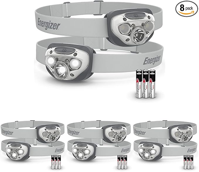 Energizer LED Headlamp PRO,IPX4 Water Resistant Headlamps,High-Performance Head Light for Outdoors,Camping,Running,Storm,Survival LED Light for Emergencies (Batteries Included),(Pack of 8)
