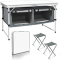 CampLand Outdoor Folding Table Aluminum Lightweight Height Adjustable with Storage Organizer for BBQ, Party, Camping