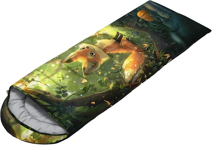 AILONEN Kawaii Panda Sleeping Bags,Lightweight & Waterproof,3 Season Warm & Cool Weather,Dreamy Purple Flower Animal Themed Sleeping Bags for Boys,Girls,Kids,Adults Travelling,Outdoors