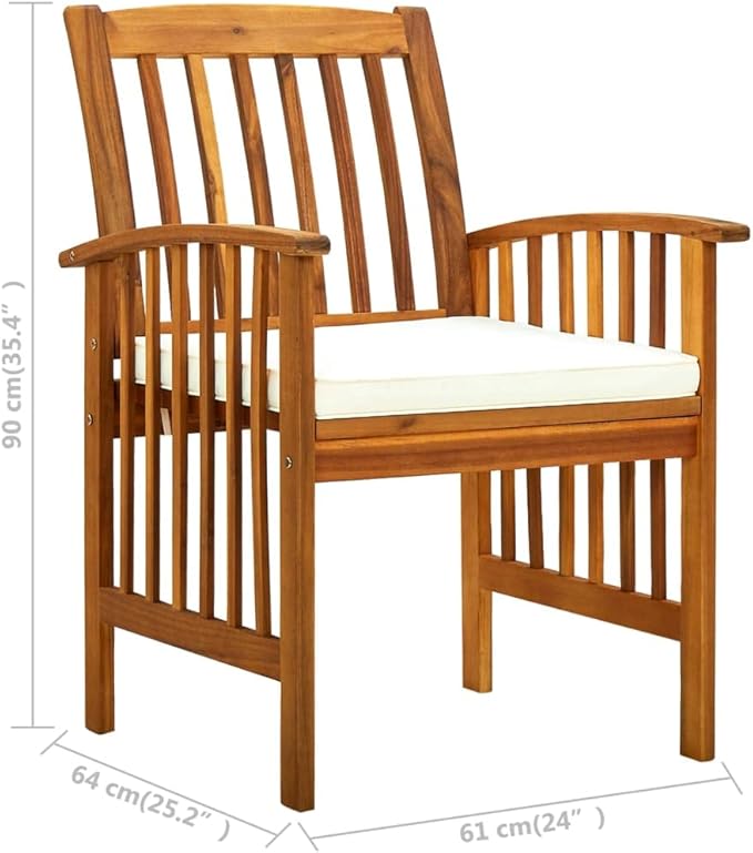 (Fast Shipment) Patio Dining Chairs, Outdoor Chairs, for Camping Pool Beach Deck, Lawn Chair Patio Dining Chairs 3 pcs with Cushions Solid Acacia Wood