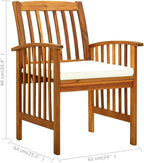 (Fast Shipment) Patio Dining Chairs, Outdoor Chairs, for Camping Pool Beach Deck, Lawn Chair Patio Dining Chairs 3 pcs with Cushions Solid Acacia Wood
