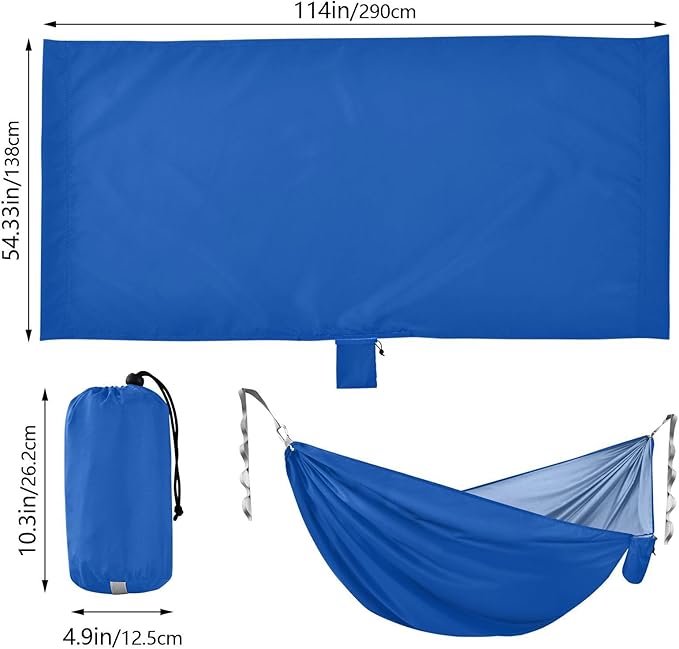Cobalt Blue Quick Dry Camping Hammock Camping Gear with 2 Tree Straps 114" x 54"