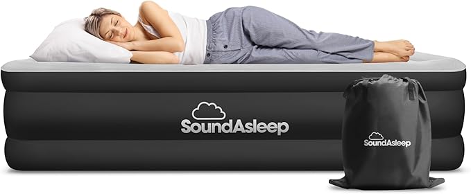 SoundAsleep Products Dream Series Luxury Air Mattress, ComfortCoil Technology, Built-in High Capacity Pump for Home, Camping- Double Height, Adjustable, Inflatable Blow Up, Portable - King Size