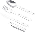 4-in-1 Camping Spoon Fork Knife Combos Set of 4 - Portable Stainless Steel Flatware Spoon Fork kit - forks Knife & Bottle Opener Combo Pack for Picnic Hiking Travel