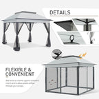 COOS BAY 11x11 Pop Up Gazebo with Mesh Netting, Instant Outdoor Canopy Tent, Water Resistant Shelter with UPF 50+ UV Protection, 121 Sq Ft Coverage, Gray