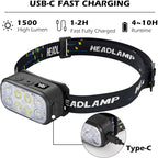 8 LED Headlight Rechargeable 2 Pack with Motion Sensor, 12 Mode Bright Headlight with White Red Light for Adults，IPX6 Waterproof for Outdoor Camping Running Hiking Fishing