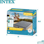 Intex 64114E Dura-Beam Standard Prestige Air Mattress: Fiber-Tech – Queen Size – Built-in USB Electric Pump – 12in Bed Height – 600lb Weight Capacity