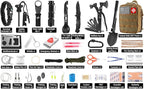 Emergency Survival Kit and First Aid Kit, 142Pcs Professional Survival Gear and Supplies Equipment with Molle Pouch, Gift for Christmas Men Dad Husband Camping Hiking Hunting Outdoor Adventure