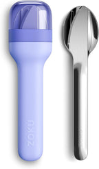 ZOKU Pocket Utensil Set, Blue - Stainless Steel Fork, Knife, and Spoon Nest in Case - Portable Design for Travel, School, Work, Picnics, Camping and Outdoor Home Use