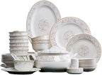 Kitchen Tableware Set with 56 Pieces of Household Ceramic Dishes Set with Ceramic Tableware
