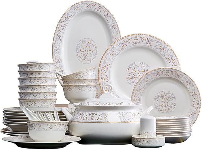 Kitchen Tableware Set with 56 Pieces of Household Ceramic Dishes Set with Ceramic Tableware