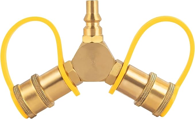 GASPRO 1/4" RV Propane Quick Connect Fittings Y Splitter for RV, Camping Stoves, BBQ Grills, Gas Burners and More, Propane Splitter 2 Way LP Gas Adapter with 1/4" Quick Disconnect