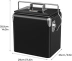 VINGLI 14qt Small Insulated Portable Cooler, Retro Vintage Classic Style Hard Metal Cooler for Barbeques, Camping, Fishing and Picnics