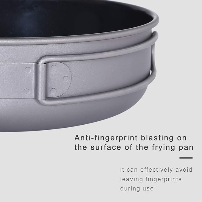 Boundless Voyage Titanium Non-Stick Frying Pan with Folding Handle Non-Stick Ceramic Coating Frypan Cooking Pot for Outdoor Camping Picnic Backpacking