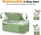 Setpower FC15 Portable 12v Refrigerator, -4℉-68℉ Fast Cooling Car Refrigerator, 15L/15.8Qt Car Fridge Portable Freezer with 12/24V DC & 110/240V AC, Electric Cooler (Green, 15L With AC Adapter)