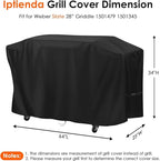 Grill Cover for Weber Slate 28” Rust-Resistant Griddle, 64in Outdoor Flat Top Grill Cover Waterproof for Weber Slate Liquid/Gas Griddle 1501479 1501345-64x25x34inch