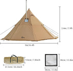 Hot Tent with Stove Jack Onefires Large Teepee Tent for Outdoor Family Camping 4-8 Person | with Stove Jack, Large, for Family Camping