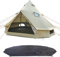 DANCHEL OUTDOOR B2A Portable Bell Tent No Center Pole, 4 Season Yurt with Stove Jack Spacious Interior for 4/8 Person Camping Hiking Glamping 300D Oxford Nylon,13ft/16.4ft Khaki