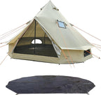 DANCHEL OUTDOOR B2A Portable Bell Tent No Center Pole, 4 Season Yurt with Stove Jack Spacious Interior for 4/8 Person Camping Hiking Glamping 300D Oxford Nylon,13ft/16.4ft Khaki
