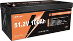 48V 100Ah Lithium Golf Cart Lifepo4 Battery, Built-in Smart 200A BMS Support up to 5kW Motor 6000+ Deep Cycle Low-Temp Protection Battery for Golf Carts, RV, Off-Grid, Trailers Marine