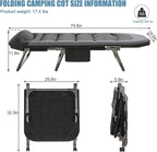 Folding Camping Cot for Adults with Adjustable Backrest & Pillow, Portable Lounge Chair Bed, 6-Position Recliner, Waterproof Outdoor Cot Supports 450lbs, Includes Side Pocket (Brown)