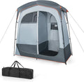 Tangkula Double Room Shower Tent, Oversize Space Privacy Tent with Floor, Removable Rain Fly, Inside Pocket, Clothesline, Top Hook, Portable Outdoor Changing Tent for Dressing, Camping, Toilet