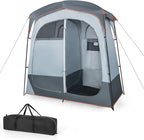 Tangkula Double Room Shower Tent, Oversize Space Privacy Tent with Floor, Removable Rain Fly, Inside Pocket, Clothesline, Top Hook, Portable Outdoor Changing Tent for Dressing, Camping, Toilet