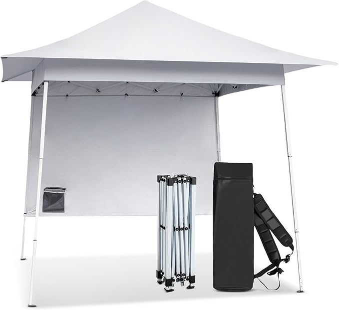 VINGLI 8x8 Pop Up Canopy Tent with Sidewall, Outdoor Canopy with Backpack, Tent for Parties Pop Up Gazebo Portable Easy Up