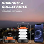 2-Pack Folding Solar Camping Lantern Flashlights, DIBMS Mini Collapsible USB Rechargeable Waterproof Hanging Light for Camping Hurricanes Emergency Power Outages Indoor Outdoor