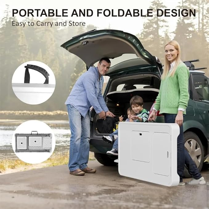 Garvee Fish Cleaning Table with Dual Sink, Portable Folding Camping Table with Foldable Faucet, Sprayer, Grid Rack & Foldable Storage Box, Outdoor Sink Station for Picnic Beach Patio
